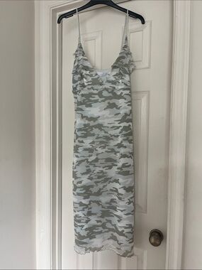 Kookai Sage Camo Slip Midi Dress
